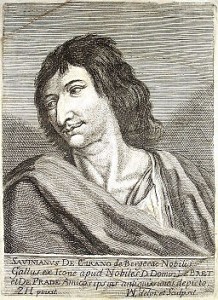 A portrait of the historical Cyrano de Bergerac.  